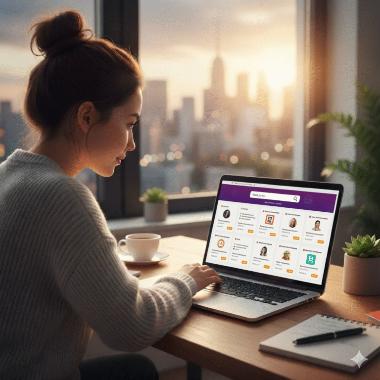 Obraz pokazujący osobę szukającą pracy na komputerze