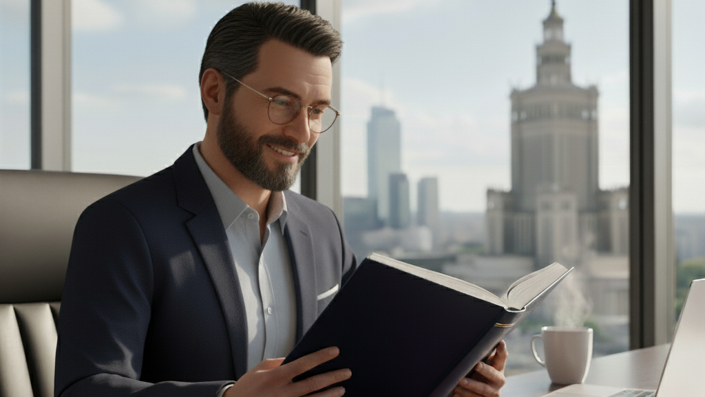 Obraz pokazujący pracownika czytającego kodeks pracy